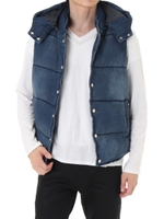 【AZUL by moussy】ドビーデニム中綿ベスト/D/BLU