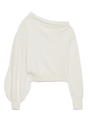 【emmi atelier】アシンメトリーワンショルニットプル/WHT