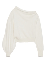 【emmi atelier】アシンメトリーワンショルニットプル/WHT