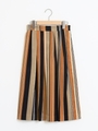 サテンマルチストライプフレアスカート/オレンジ柄