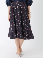 フラワープリントイレギュラーヘムスカート/アイボリー