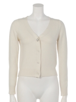 フラワーモチーフボタン付きニットカーデ/ピンク