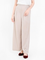 ベロアウエストタックワイドパンツ/グレージュ