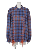 TIE UP CHECK SHIRT/BLUE×ORANGE