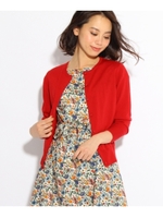 【WEB限定カラーあり】カシミヤ混ベーシックニットカーデ/ワインレッド(063)