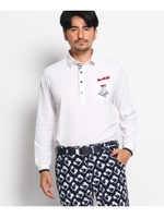 【日本製】ゴルフカートモチーフ長袖ポロシャツ/ホワイト系(002)