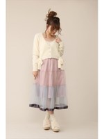 ティアードチュールスカート/ライトブルーmix