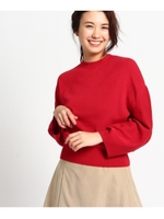 【洗える】バックレース&ボリューム袖ニット/グレー(012)