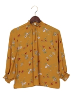 花柄スタンドネック/ブラウス/マスタード