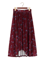 花柄ベロアイレヘム/スカート/ボルドー