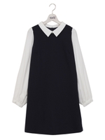 衿付長袖シャツ袖ワンピ/グレーウインドペン