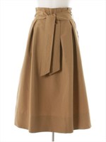 ウエストリボンタックギャザースカート/テラコッタ
