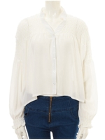 スキッパーバックロングブラウス/ホワイト