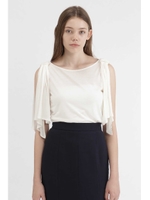 テリーショルダーリボンカットソー/CHALK(030)