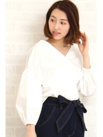バルーンスリーブブラウス/ホワイト(030)