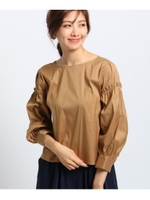 フリル切替えスリーブブラウス/ベージュ(052)