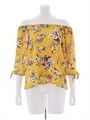 花柄5分袖オフショルダーブラウス/マスタード