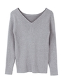 2wayリブニットプルオーバー/杢グレー