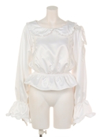 RS side ribbon cotton TOPS/ブラック