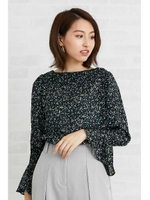 フラワープリントブラウス/ブラック1(011)