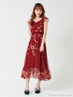 ミックスフラワーワンピース/レッド