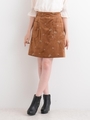 【WEB限定価格】ベロア刺しゅうスカート/キャメル