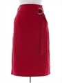 共地ベルト付きタイトスカート/レッド