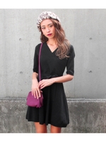 【chille anap】ニットカシュクールワンピース/BK