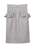 【スカート】フリルポケット付きチェックタイトスカート/ブラック