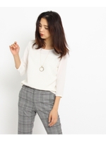 【洗える】ジオメトリックシフォンカットソー/ホワイト(002)