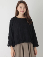 刺繍レースプルオーバー/ネイビー