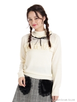 編込みリボンティアードフリルニット/ブラック