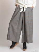 ブリティッシュグレンチェックワイドタックパンツ/ベージュ