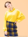 colorful Velor high neck top/YELLOW