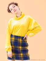 colorful Velor high neck top/YELLOW
