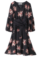 【ワンピース】エターミンプリントワンピース/ブラック