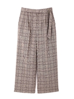 ◆大きいサイズ◆グレンチェックワイドパンツ/ベージュ(040)
