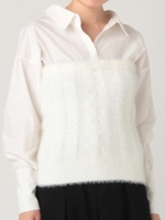 シャツレイヤードシャギービスチェプルオーバー/WHT