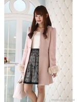 フラワービジューノーカラーコート/ピンク