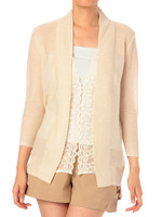 麻混レースニットカーディガン
