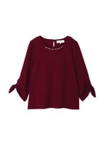 ◆大きいサイズ◆スリーブノットビジュー調カットソー/グレー(020)