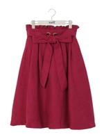 ウエストリボンフレアスカート/プラム