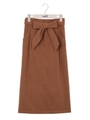 スウェードリボンナロースカート/ブラウン