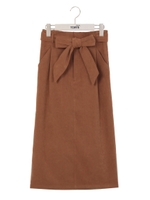 スウェードリボンナロースカート/ブラウン