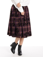 タータンチェックフロッキープリントスカート/コイアオ