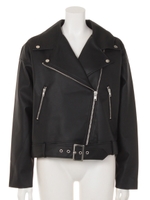 【LATINA】抜き襟ワイドライダースジャケット/BK