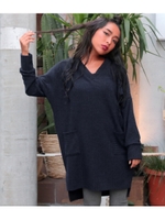 【anap mimpi】リブVネックポケットチュニック/ベージュ(005)