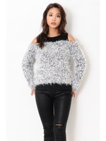 オフショルドッキングニットトップ/WHITE