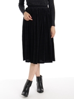 プリーツ風ベロアフレアＳＫ/ブラック