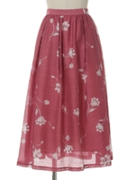 オリジナル水彩リリーロングスカート/赤